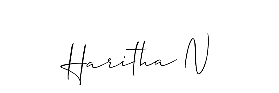 Also You can easily find your signature by using the search form. We will create Haritha N name handwritten signature images for you free of cost using Allison_Script sign style. Haritha N signature style 2 images and pictures png