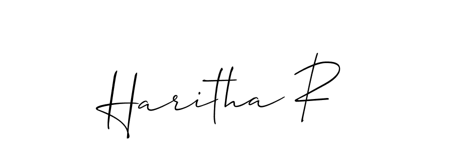 Allison_Script is a professional signature style that is perfect for those who want to add a touch of class to their signature. It is also a great choice for those who want to make their signature more unique. Get Haritha R name to fancy signature for free. Haritha R signature style 2 images and pictures png