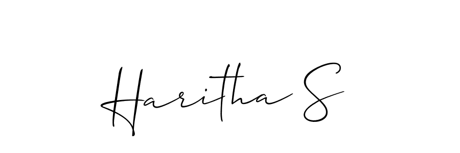 How to make Haritha S name signature. Use Allison_Script style for creating short signs online. This is the latest handwritten sign. Haritha S signature style 2 images and pictures png