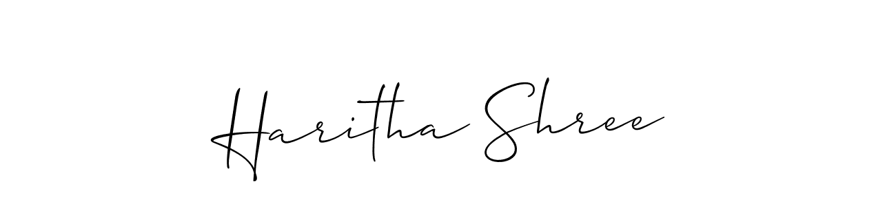 Create a beautiful signature design for name Haritha Shree. With this signature (Allison_Script) fonts, you can make a handwritten signature for free. Haritha Shree signature style 2 images and pictures png