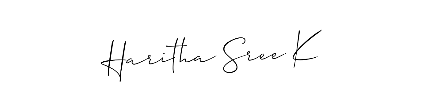 How to Draw Haritha Sree K signature style? Allison_Script is a latest design signature styles for name Haritha Sree K. Haritha Sree K signature style 2 images and pictures png