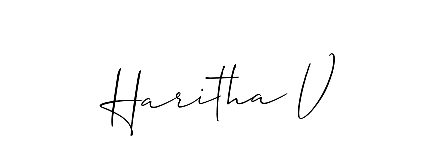 Haritha V stylish signature style. Best Handwritten Sign (Allison_Script) for my name. Handwritten Signature Collection Ideas for my name Haritha V. Haritha V signature style 2 images and pictures png