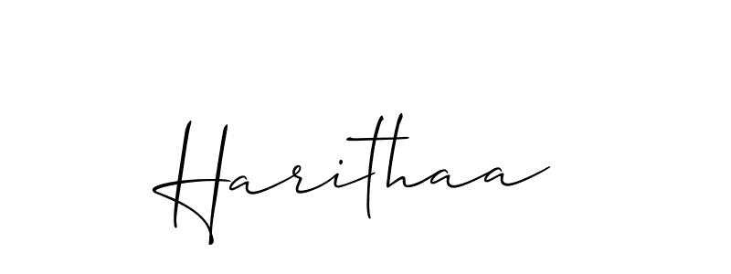 Make a beautiful signature design for name Harithaa. With this signature (Allison_Script) style, you can create a handwritten signature for free. Harithaa signature style 2 images and pictures png