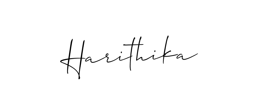 Use a signature maker to create a handwritten signature online. With this signature software, you can design (Allison_Script) your own signature for name Harithika. Harithika signature style 2 images and pictures png