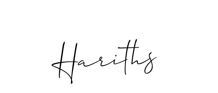 Make a beautiful signature design for name Hariths. With this signature (Allison_Script) style, you can create a handwritten signature for free. Hariths signature style 2 images and pictures png