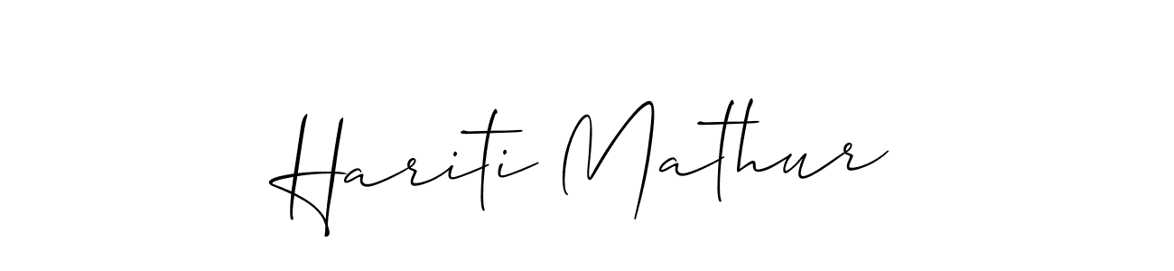 It looks lik you need a new signature style for name Hariti Mathur. Design unique handwritten (Allison_Script) signature with our free signature maker in just a few clicks. Hariti Mathur signature style 2 images and pictures png