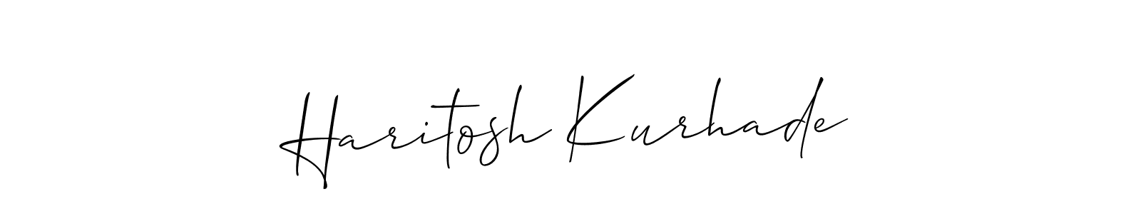 This is the best signature style for the Haritosh Kurhade name. Also you like these signature font (Allison_Script). Mix name signature. Haritosh Kurhade signature style 2 images and pictures png