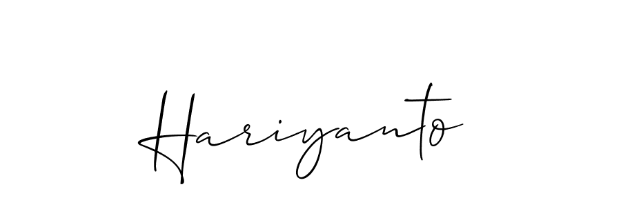 Create a beautiful signature design for name Hariyanto. With this signature (Allison_Script) fonts, you can make a handwritten signature for free. Hariyanto signature style 2 images and pictures png