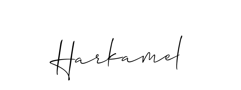 How to Draw Harkamel signature style? Allison_Script is a latest design signature styles for name Harkamel. Harkamel signature style 2 images and pictures png