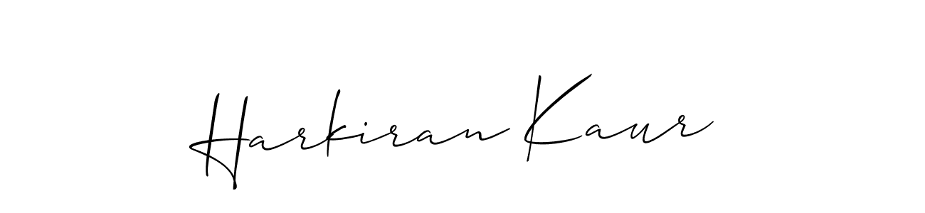 Make a beautiful signature design for name Harkiran Kaur. With this signature (Allison_Script) style, you can create a handwritten signature for free. Harkiran Kaur signature style 2 images and pictures png