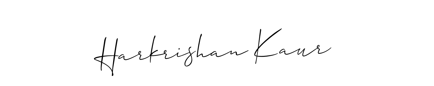 How to make Harkrishan Kaur name signature. Use Allison_Script style for creating short signs online. This is the latest handwritten sign. Harkrishan Kaur signature style 2 images and pictures png