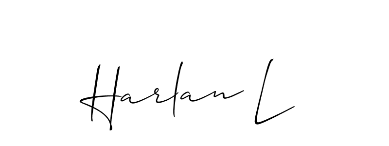Also You can easily find your signature by using the search form. We will create Harlan L name handwritten signature images for you free of cost using Allison_Script sign style. Harlan L signature style 2 images and pictures png