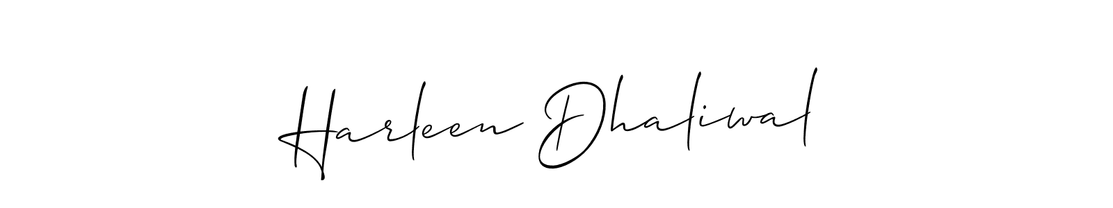 Make a beautiful signature design for name Harleen Dhaliwal. With this signature (Allison_Script) style, you can create a handwritten signature for free. Harleen Dhaliwal signature style 2 images and pictures png