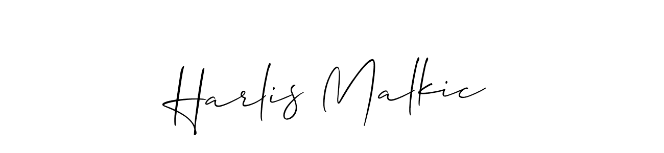How to make Harlis Malkic name signature. Use Allison_Script style for creating short signs online. This is the latest handwritten sign. Harlis Malkic signature style 2 images and pictures png