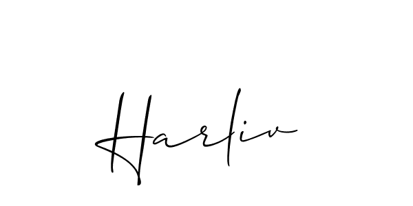 Design your own signature with our free online signature maker. With this signature software, you can create a handwritten (Allison_Script) signature for name Harliv. Harliv signature style 2 images and pictures png