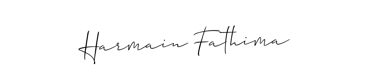 It looks lik you need a new signature style for name Harmain Fathima. Design unique handwritten (Allison_Script) signature with our free signature maker in just a few clicks. Harmain Fathima signature style 2 images and pictures png