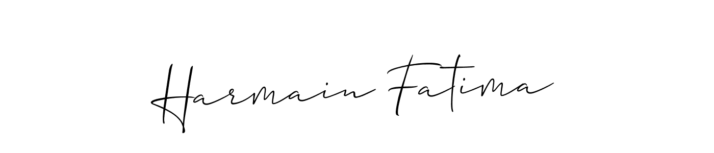 How to make Harmain Fatima signature? Allison_Script is a professional autograph style. Create handwritten signature for Harmain Fatima name. Harmain Fatima signature style 2 images and pictures png