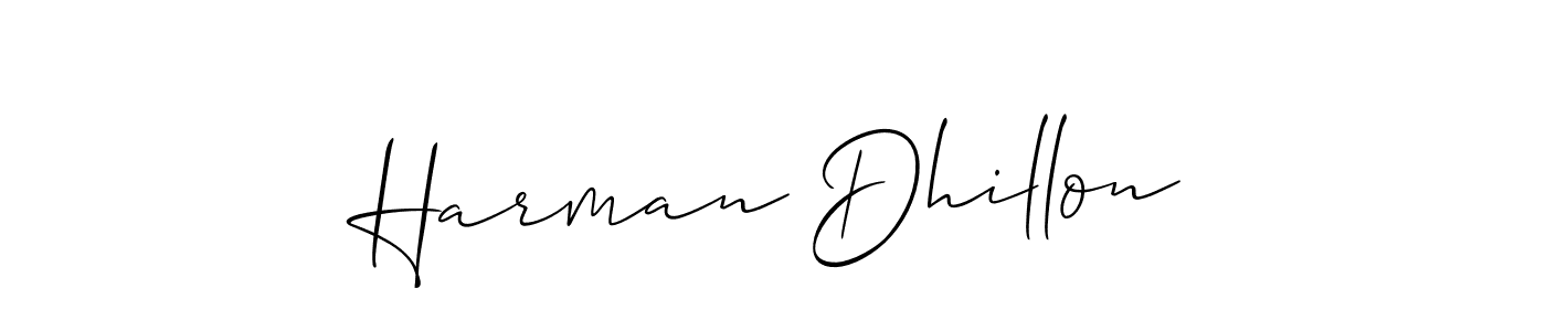 How to make Harman Dhillon name signature. Use Allison_Script style for creating short signs online. This is the latest handwritten sign. Harman Dhillon signature style 2 images and pictures png