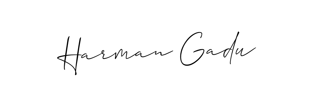 How to make Harman Gadu name signature. Use Allison_Script style for creating short signs online. This is the latest handwritten sign. Harman Gadu signature style 2 images and pictures png