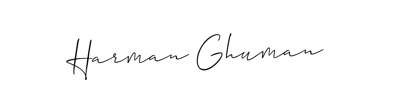 It looks lik you need a new signature style for name Harman Ghuman. Design unique handwritten (Allison_Script) signature with our free signature maker in just a few clicks. Harman Ghuman signature style 2 images and pictures png