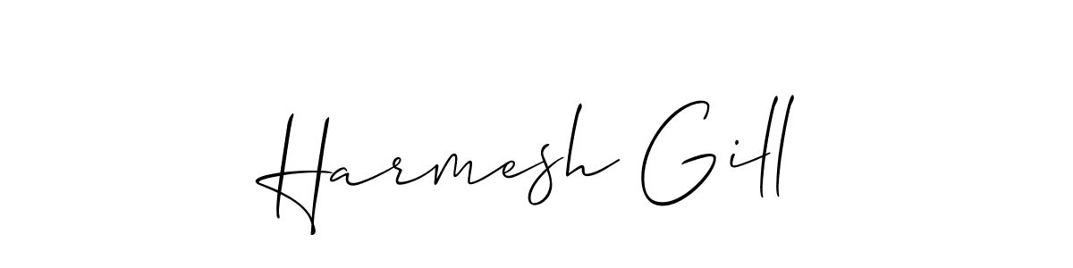 Make a beautiful signature design for name Harmesh Gill. With this signature (Allison_Script) style, you can create a handwritten signature for free. Harmesh Gill signature style 2 images and pictures png