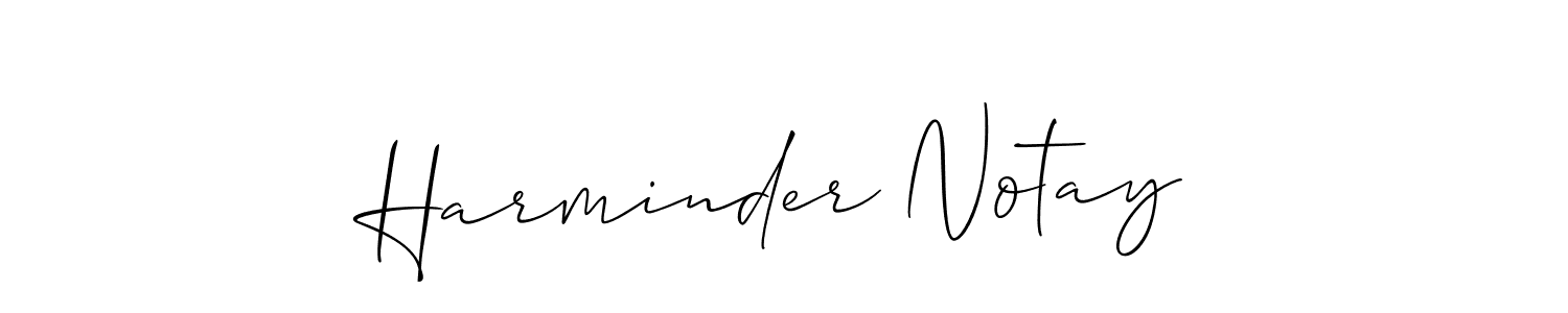 How to make Harminder Notay signature? Allison_Script is a professional autograph style. Create handwritten signature for Harminder Notay name. Harminder Notay signature style 2 images and pictures png