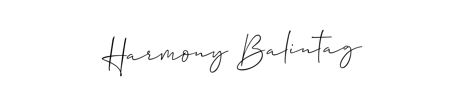 It looks lik you need a new signature style for name Harmony Balintag. Design unique handwritten (Allison_Script) signature with our free signature maker in just a few clicks. Harmony Balintag signature style 2 images and pictures png