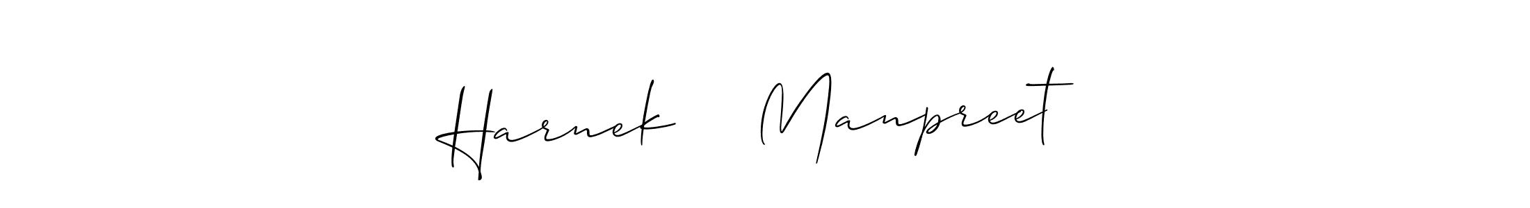 Use a signature maker to create a handwritten signature online. With this signature software, you can design (Allison_Script) your own signature for name Harnek ❤️ Manpreet. Harnek ❤️ Manpreet signature style 2 images and pictures png