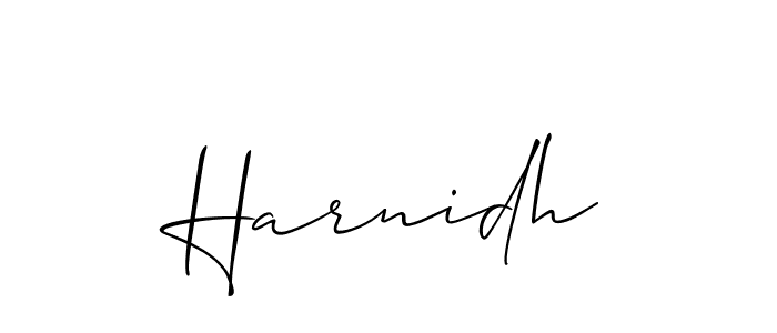 How to make Harnidh name signature. Use Allison_Script style for creating short signs online. This is the latest handwritten sign. Harnidh signature style 2 images and pictures png