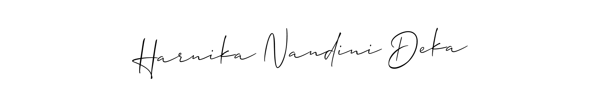 How to Draw Harnika Nandini Deka signature style? Allison_Script is a latest design signature styles for name Harnika Nandini Deka. Harnika Nandini Deka signature style 2 images and pictures png