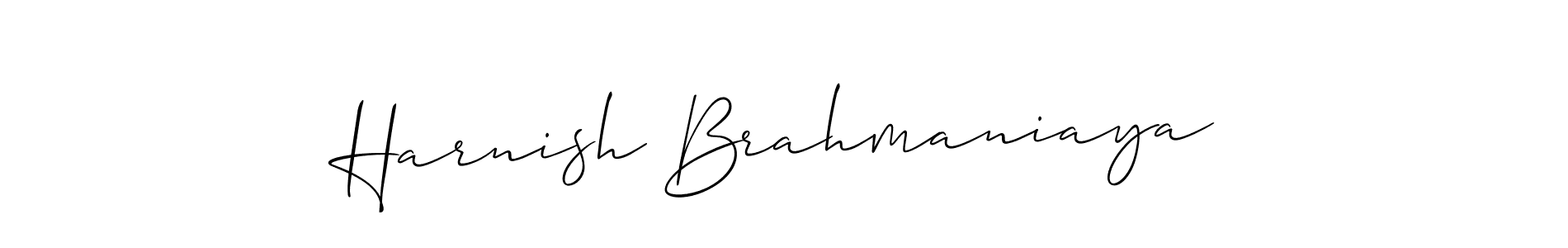 It looks lik you need a new signature style for name Harnish Brahmaniaya. Design unique handwritten (Allison_Script) signature with our free signature maker in just a few clicks. Harnish Brahmaniaya signature style 2 images and pictures png