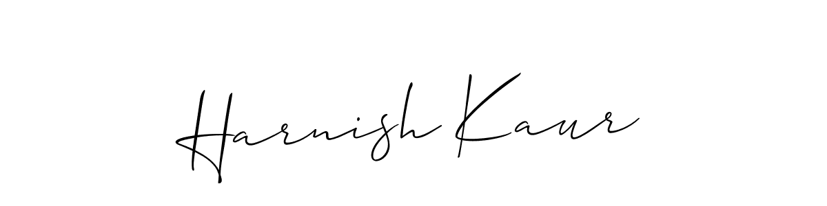 Make a beautiful signature design for name Harnish Kaur. With this signature (Allison_Script) style, you can create a handwritten signature for free. Harnish Kaur signature style 2 images and pictures png