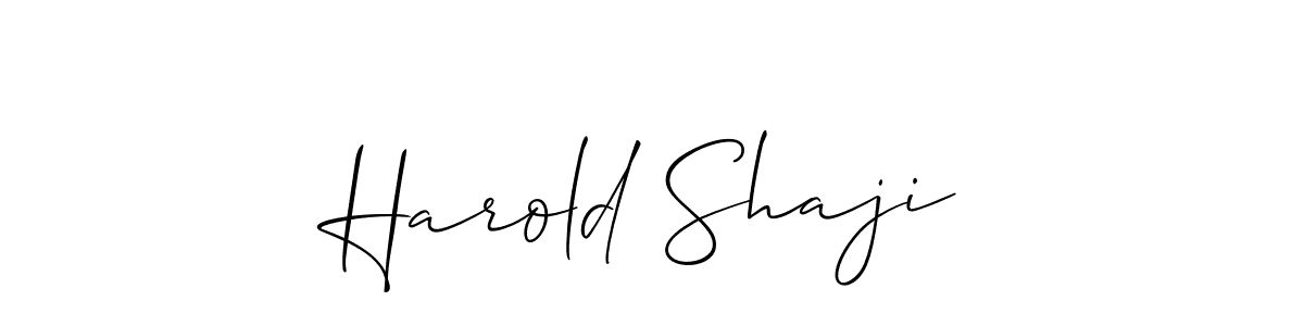 if you are searching for the best signature style for your name Harold Shaji. so please give up your signature search. here we have designed multiple signature styles  using Allison_Script. Harold Shaji signature style 2 images and pictures png
