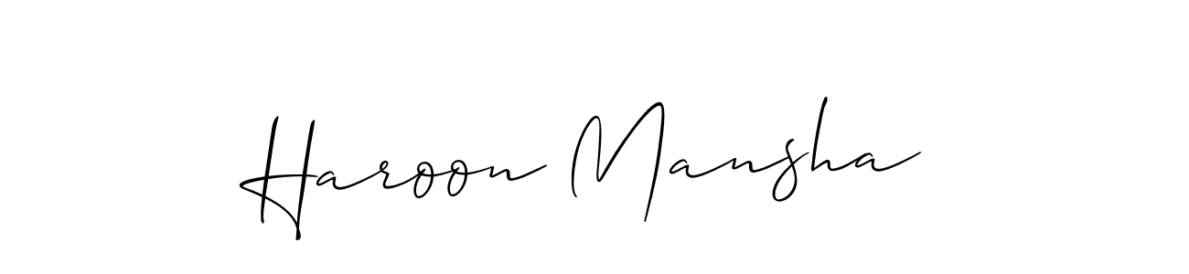 Create a beautiful signature design for name Haroon Mansha. With this signature (Allison_Script) fonts, you can make a handwritten signature for free. Haroon Mansha signature style 2 images and pictures png