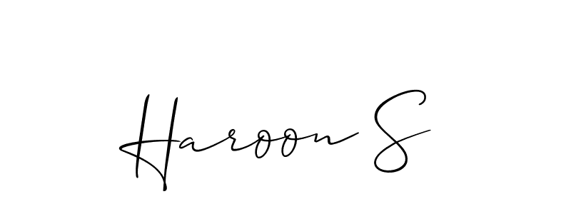 Use a signature maker to create a handwritten signature online. With this signature software, you can design (Allison_Script) your own signature for name Haroon S. Haroon S signature style 2 images and pictures png