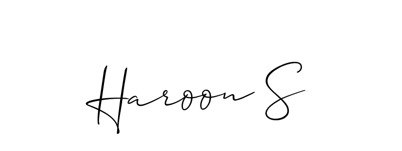 Use a signature maker to create a handwritten signature online. With this signature software, you can design (Allison_Script) your own signature for name Haroon S. Haroon S signature style 2 images and pictures png