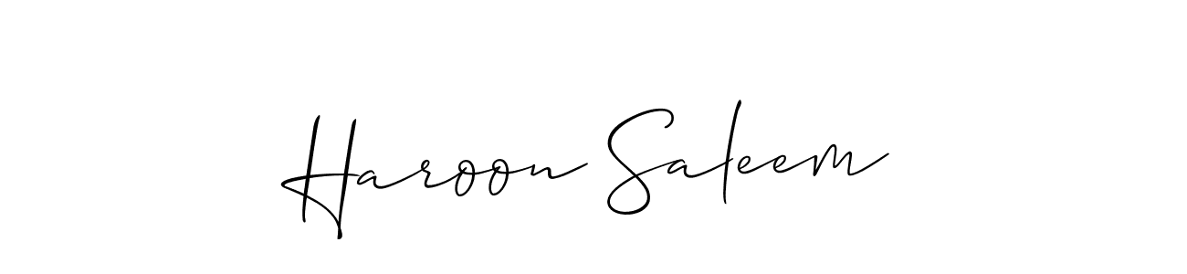 Allison_Script is a professional signature style that is perfect for those who want to add a touch of class to their signature. It is also a great choice for those who want to make their signature more unique. Get Haroon Saleem name to fancy signature for free. Haroon Saleem signature style 2 images and pictures png