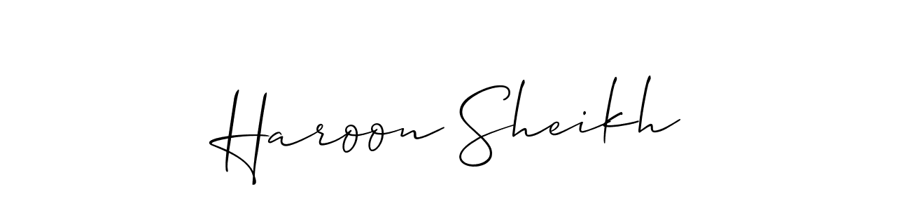 How to make Haroon Sheikh signature? Allison_Script is a professional autograph style. Create handwritten signature for Haroon Sheikh name. Haroon Sheikh signature style 2 images and pictures png