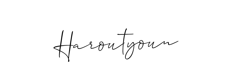 How to Draw Haroutyoun signature style? Allison_Script is a latest design signature styles for name Haroutyoun. Haroutyoun signature style 2 images and pictures png