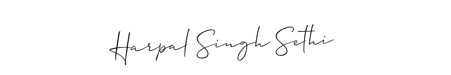 The best way (Allison_Script) to make a short signature is to pick only two or three words in your name. The name Harpal Singh Sethi include a total of six letters. For converting this name. Harpal Singh Sethi signature style 2 images and pictures png