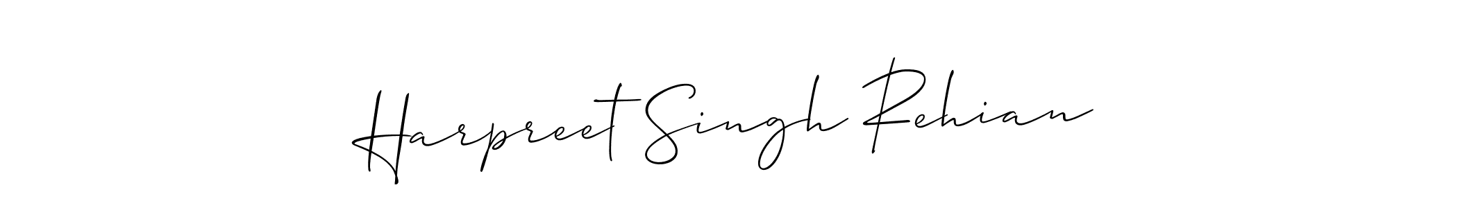 if you are searching for the best signature style for your name Harpreet Singh Rehian. so please give up your signature search. here we have designed multiple signature styles  using Allison_Script. Harpreet Singh Rehian signature style 2 images and pictures png