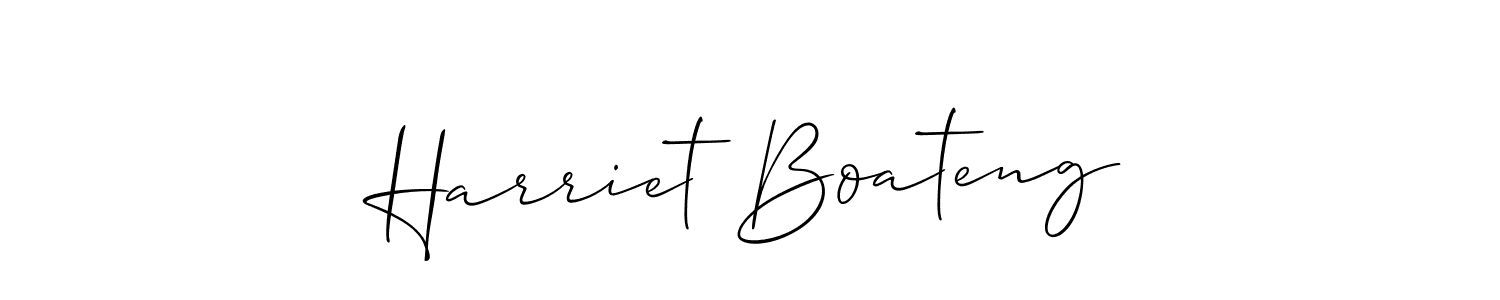 Allison_Script is a professional signature style that is perfect for those who want to add a touch of class to their signature. It is also a great choice for those who want to make their signature more unique. Get Harriet Boateng name to fancy signature for free. Harriet Boateng signature style 2 images and pictures png