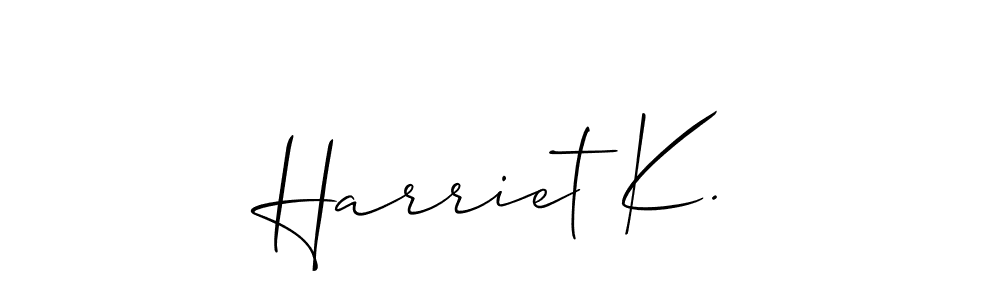 It looks lik you need a new signature style for name Harriet K.. Design unique handwritten (Allison_Script) signature with our free signature maker in just a few clicks. Harriet K. signature style 2 images and pictures png