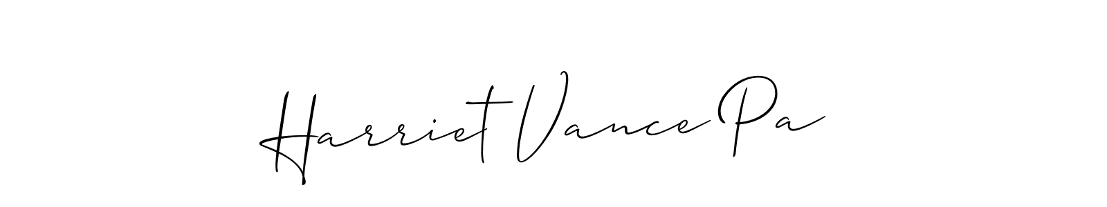 Allison_Script is a professional signature style that is perfect for those who want to add a touch of class to their signature. It is also a great choice for those who want to make their signature more unique. Get Harriet Vance Pa name to fancy signature for free. Harriet Vance Pa signature style 2 images and pictures png