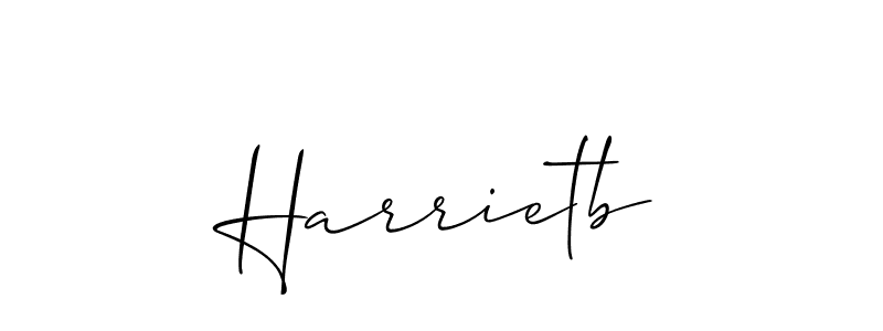 The best way (Allison_Script) to make a short signature is to pick only two or three words in your name. The name Harrietb include a total of six letters. For converting this name. Harrietb signature style 2 images and pictures png