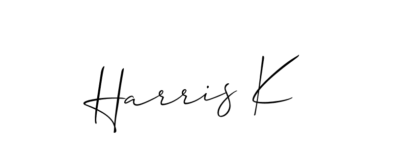 if you are searching for the best signature style for your name Harris K. so please give up your signature search. here we have designed multiple signature styles  using Allison_Script. Harris K signature style 2 images and pictures png