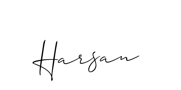 Use a signature maker to create a handwritten signature online. With this signature software, you can design (Allison_Script) your own signature for name Harsan. Harsan signature style 2 images and pictures png