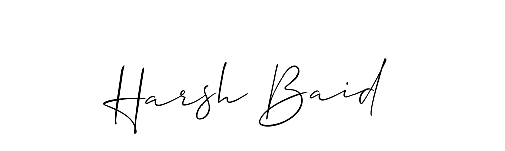 Use a signature maker to create a handwritten signature online. With this signature software, you can design (Allison_Script) your own signature for name Harsh Baid. Harsh Baid signature style 2 images and pictures png