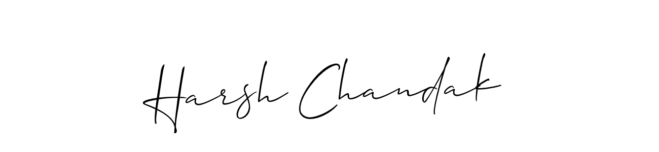 The best way (Allison_Script) to make a short signature is to pick only two or three words in your name. The name Harsh Chandak include a total of six letters. For converting this name. Harsh Chandak signature style 2 images and pictures png