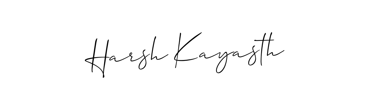 The best way (Allison_Script) to make a short signature is to pick only two or three words in your name. The name Harsh Kayasth include a total of six letters. For converting this name. Harsh Kayasth signature style 2 images and pictures png